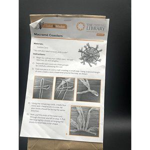 Macrame' Coaster Kit and Instruction Craft Kit Home Decor Length  10 Inches